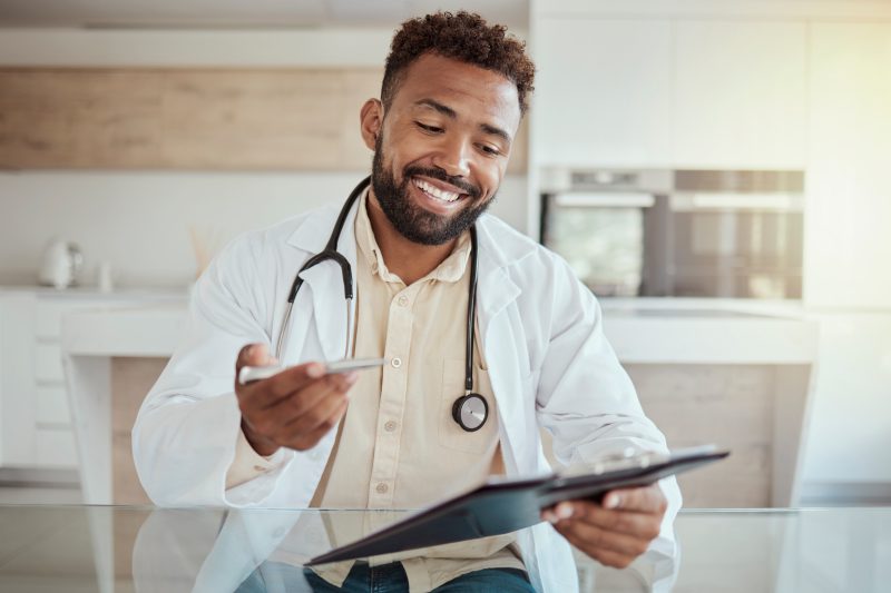 medical-consulting-checklist-with-doctor-desk-hospital-clinic-trust-communication-help-documents-medicine-healthcare-with-black-man-therapy-check-results 1
